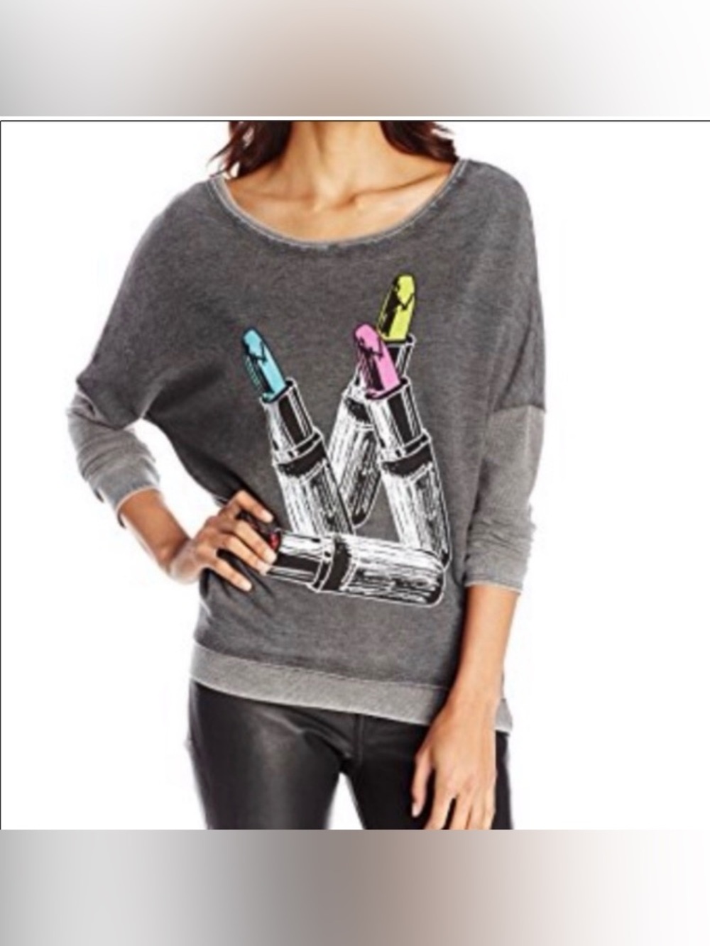 NEW Chaser Lipstick Dolman Sleeve Sweatshirt